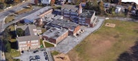 an aerial view of a school building