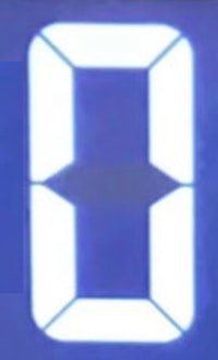 a blue led display with the number 0 on it