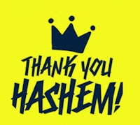 thank you hashem with a crown on a yellow background